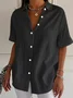 Women Plain Short Sleeve Shirt Summer Printing Shirt Collar Daily Casual Top