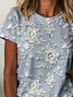 Women Floral Short Sleeve Tee T-shirt Crew Neck Printing Casual Summer Graphic Tee Top