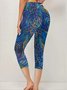 Women's Floral Capris Elastic Waist Pant Casual Summer Trousers