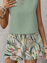 Women Floral Printing Two-Piece Set Daily Sleeveless Casual Summer Multi-Piece Set Matching Set