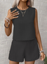 Women Plain Printing Two-Piece Set Daily Sleeveless Casual Summer Multi-Piece Set Matching Set