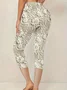 Women Floral Capris Elastic Waist Pants Casual Summer Trousers