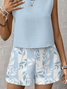 Women Floral Printing Two-Piece Set Daily Sleeveless Casual Summer Multi-Piece Set Matching Set