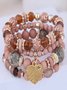 Best-selling Bohemian Alloy Love Pendant Multi-layer Elastic Rope Beaded Bracelet