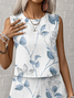 Women Floral Printing Two-Piece Set Daily Sleeveless Casual Summer Multi-Piece Set Matching Set