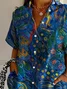 Women Floral Short Sleeve Shirt Summer Printing Shirt Collar Daily Casual Top