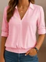 Women Plain Long Sleeve Shirt Spring/Fall V Neck Daily Casual Top
