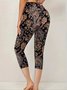 Women Floral Capris Elastic Waist Pant Casual Summer Trousers