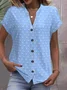 Women Polka Dots Short Sleeve Tee T-shirt V Neck Jacquard Casual Summer Top