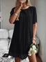 Women Polka Dots Short Sleeve Summer Split Joint Dress V Neck Daily Vintage Mini Classic A-Line Dress