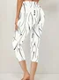 Women Polka Dots Capris Elastic Waist Pant Casual Summer Trousers