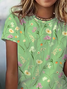Women Floral Short Sleeve Tee T-shirt Crew Neck Printing Casual Summer Graphic Tee Top