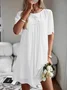 Women Polka Dots Short Sleeve Summer Split Joint Dress V Neck Daily Vintage Mini Classic A-Line Dress