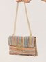 Holiday Style Multi-compartment Metal Chain Flip Cover Twist Lock Straw Bag Shoulder Bag Chain Lock Women Bag