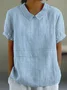 Women Geometric Short Sleeve Tee T-shirt Stand Collar Printing Casual Summer Top