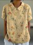 Women Geometric Short Sleeve Tee T-shirt Stand Collar Printing Casual Summer Top