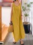 Women Plain Sleeveless Summer Split Joint Dress Crew Neck Daily Vintage Maxi Tank A-Line Dress