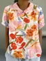 Women Geometric Short Sleeve Tee T-shirt Stand Collar Printing Casual Summer Top