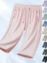 Women Plain Capris Straight Pants Casual Summer Shorts