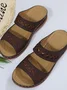 Women Retro Non-Slip Round Toe Comfortable Flat Sandals Casual Daily Slippers