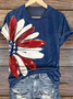 Women Daisy Short Sleeve Tee T-shirt Crew Neck Vintage Summer Top