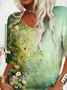 Women Floral Short Sleeve Tee T-shirt V Neck Printing Casual Summer Graphic Tee Top