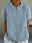 Women Geometric Short Sleeve Tee T-shirt Stand Collar Printing Casual Summer Top