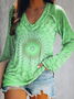 Women Abstract Long Sleeve Blouse Spring/Fall Printing V Neck Daily Casual Top