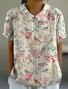 Women Geometric Short Sleeve Tee T-shirt Stand Collar Printing Casual Summer Top