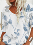 Women Floral Short Sleeve Tee T-shirt V Neck Printing Casual Summer Graphic Tee Top