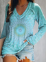 Women Abstract Long Sleeve Blouse Spring/Fall Printing V Neck Daily Casual Top