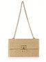 Holiday Style Multi-compartment Metal Chain Flip Cover Twist Lock Straw Bag Shoulder Bag Chain Lock Women Bag