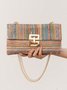 Holiday Style Multi-compartment Metal Chain Flip Cover Twist Lock Straw Bag Shoulder Bag Chain Lock Women Bag