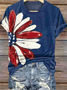 Women Daisy Short Sleeve Tee T-shirt Crew Neck Vintage Summer Top
