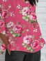 Women Floral Half Sleeve Tee T-shirt Crew Neck Casual Summer Top