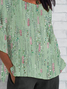 Women Abstract Half Sleeve Tee T-shirt Crew Neck Casual Summer Top