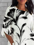 Women Floral Half Sleeve Tee T-shirt Crew Neck Casual Summer Top