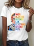 Women Text Letters Short Sleeve Tee T-shirt Crew Neck Casual Summer Top