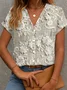 Women Floral Short Sleeve Shirt Summer Printing V Neck Daily Casual Top