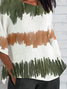 Women Abstract Half Sleeve Tee T-shirt Crew Neck Casual Summer Top