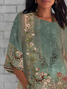 Women Floral Half Sleeve Tee T-shirt Crew Neck Casual Summer Top