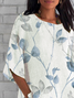 Women Floral Half Sleeve Tee T-shirt Crew Neck Casual Summer Top