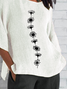 Women Floral Half Sleeve Tee T-shirt Crew Neck Casual Summer Top