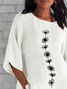 Women Floral Half Sleeve Tee T-shirt Crew Neck Casual Summer Top