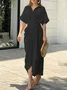 Women Floral Half Sleeve Summer Printing Dress Shirt Collar Daily Vintage Maxi Hip Skirt A-Line Dress
