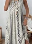 Women Geometric Sleeveless Summer Dress Crew Neck Daily Casual Midi Tank A-Line Dress
