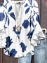 Women Floral Half Sleeve Shirt Summer Printing V Neck Daily Casual Top