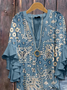 Women Floral Half Sleeve Shirt Summer Printing V Neck Daily Casual Top