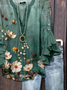 Women Floral Half Sleeve Shirt Summer Printing V Neck Daily Casual Top