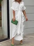 Women Floral Half Sleeve Summer Printing Dress Shirt Collar Daily Vintage Maxi Hip Skirt A-Line Dress